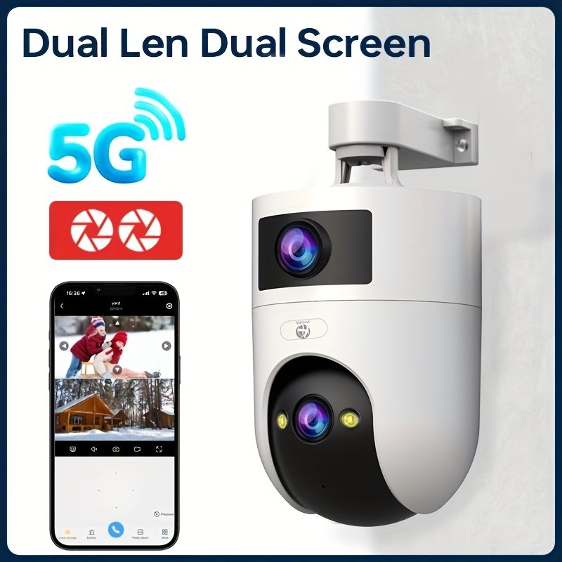 db255777-0967-4cbd-b8dd-cc697bb27551.jpg Outdoor PTZ Wireless IP 2.4G&5G WiFi Dual Lens Dual Screen Auto Tracking Babysitting Monitor Street Security - Image 1
