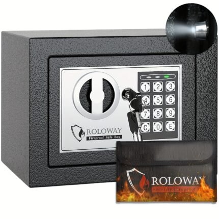 Steel Lock Safe Box With Keypad And Key For Home, Back To School, Silver Fireproof Safe For Money