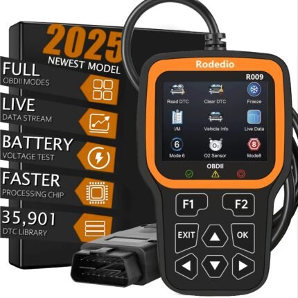 RODEDIO R009 2025 OBD2 Scanner OBDII Car Diagnostic Tools Advanced Car Diagnostic Scanner 2025 Model | Rapid OBD2 Code Reader with Live Data Stream, 35,901 DTC Library, Battery Voltage Tester & User-Friendly - OBDII EOBD Tool for All Vehicles, Without Battery