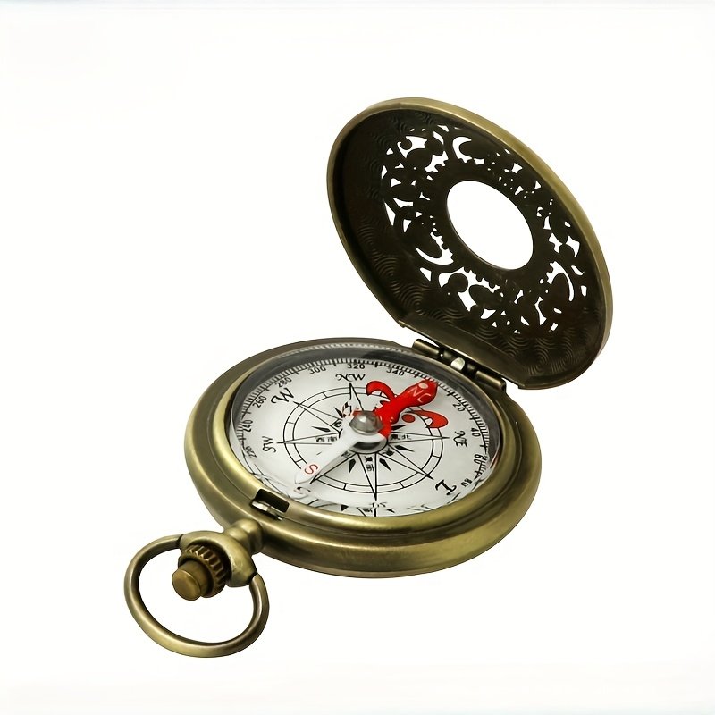 dc8f8876-3cf0-498f-92fc-092097bfcfca.jpg 1pc Vintage Bronze Waterproof Compass with Needle & Bezel Ring - Durable Metal Construction, Ergonomic Grip, Clear Directional Arrow & Scale - Ideal for Camping, Hiking, Orienteering, Map Reading - Retro Navigation Tool with Intricate Hollow Engraving Design, Antique Compass for Outdoor Enthusiasts (No /Electronics) - Perfect Christmas/New Year Gift for Men/Women, Compass Waterproof, Boat Compass with Light, Compass for Watch - Image 1