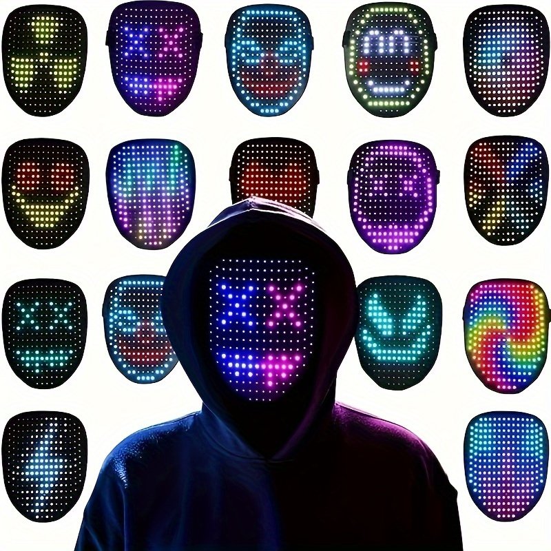 dd3bc43d-dcee-4ab1-ab6d-dd884c95c51b.jpg Universal LED Glittering Mask with Gesture-sensing Image Change, Suitable for Christmas, Halloween, Easter, Dance Parties, Music Festivals, Carnivals, Bar DJ Decoration Role-play, Perfect Gift for Giving - Image 1