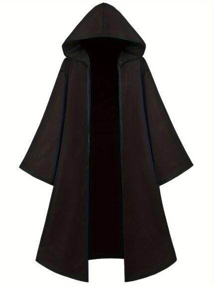 Long Black Loose Hooded Cape Halloween Costume Cosplay Outfit Thin Suitable for Festival Stage Performance