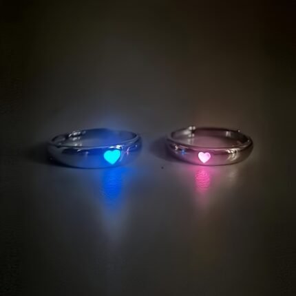 2pcs Set of Luminous Heart Ring, Couple Ring, Women'S Ring, Men'S Ring, Girlfriend Ring, Birthday Gift.