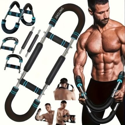 Arm Strength Trainer U-shaped Multi-functional Adjustable Forearm Strengthener Chest Exercise Equipment, Triceps, Portable Spring Resistance 2 Levels Of Adjustable Resistance Bands, Comfortable Grip, Detachable Design, 60-100LBS, Home Gym Equipment