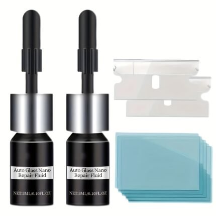 Glass Repair Kit Auto Windshield Cracks Scratches Clear Vision Portable Adhesive - Repairs Deep Cracks, No Specialty Tools Required, Fast Acting