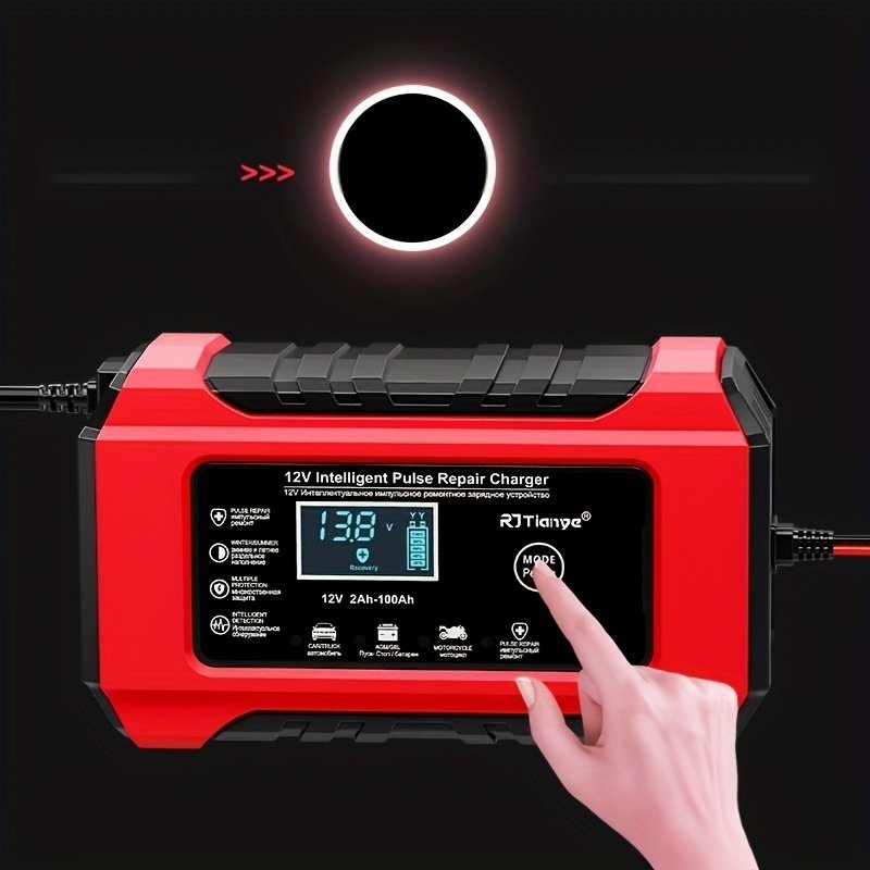 dee669bec7c2c2e4591f353e09d62989_3TKAyvtd2rwZb.jpg 12V Smart Car Battery Charger - Intelligent Trickle Maintainer & Desulfator - Advanced Temperature Compensation For All 2Ah-100Ah Batteries, Without Battery - Image 1