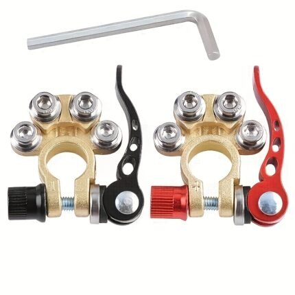 2pcs/Set Car Battery Terminals Wire Cable Clamp Terminal Connectors Positive Negative Quick Release Connector for Auto