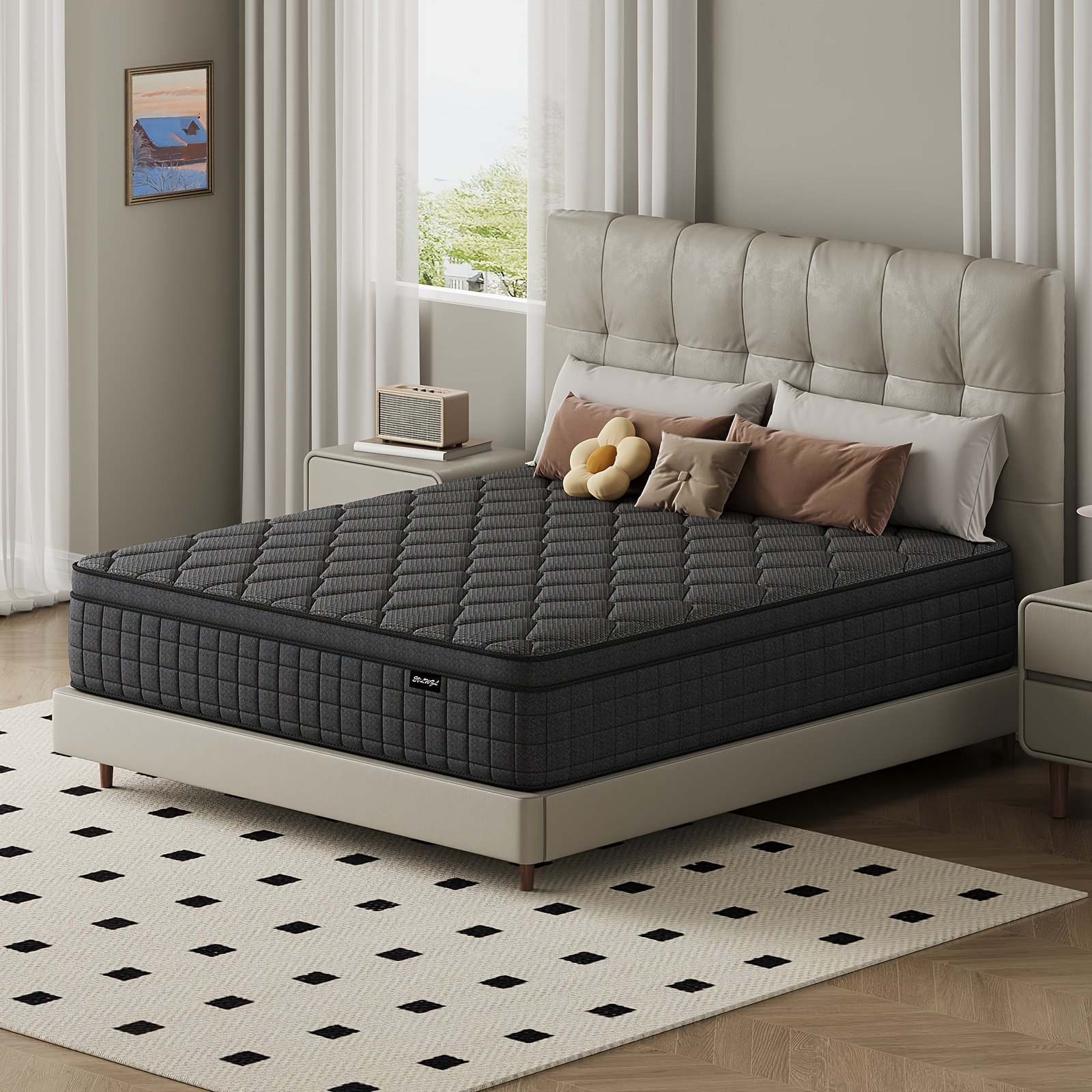 e02f0c99-6b4f-4072-bbce-cb6dc9a5c24f.jpg Luxury gel memory foam mattress 10 12 inch twin bed full size hypoallergenic mattress, medium hardness, European top design, comfortable sleep - can provide twin mattress, home Valentine's Day decorations, home furniture, home decoration - Image 1