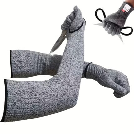 Protective Arm Sleeves + Protective Gloves Combo Set, Level 5 Protection Cut Resistant, Suitable for Outdoor, Cutting, Construction, Maintenance, Sea Fishing; Machine Washable; Superior Comfort and Dexterity; Lightweight;