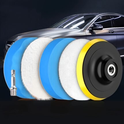 6-Piece Car Polishing and Waxing Pad Set - Sponge Rubber Buffing Pads Tool Kit for Drill and Angle Grinder, Multi-Model Compatibility, 4-Inch Vehicle Shine Accessories