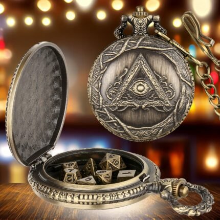 D&D Dice Set, 7pcs Metal Dice for Dungeons and Dragons, Mini Dice Set with Pocket Watch Case, Role Playing Board Games Accessories