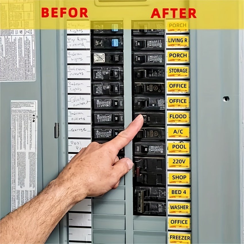 e11769da-ec57-4aef-951f-b5f85fa7cb9f.jpg Color-Coded Circuit Breaker Labels - 1pc, Electrical Panel Identification Stickers for Easy Organization & Mispress Prevention - Image 1
