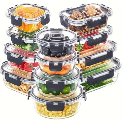 24pcs Food Storage Containers, Kitchen Organizers Leakproof Meal Prep Containers Local Warehouse 24pcs Including 12pcs Glass Containers with 12 Lids, Airtight Freezer Safe Containers, Glass Meal Prep Container, for Pantry And Kitchen Organization