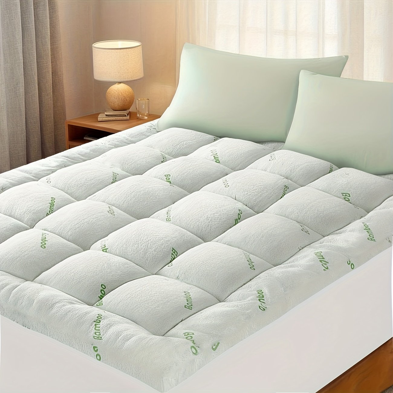 e1ace837-d822-4210-a243-3de0a5232736.jpg Cooling Mattress Topper Extra Thick Washable Soft Mattress Pad Bed Mattress Topper with 8-21" Deep Pocket, Home Bedding, Bed Comfort, Breathable Design, Comfortable Pad, Hypoallergenic Filling, Durable Padding, Sleep Accessory, Mattress Enhancer, Comfort Seekers, Allergy Sufferers - Image 1