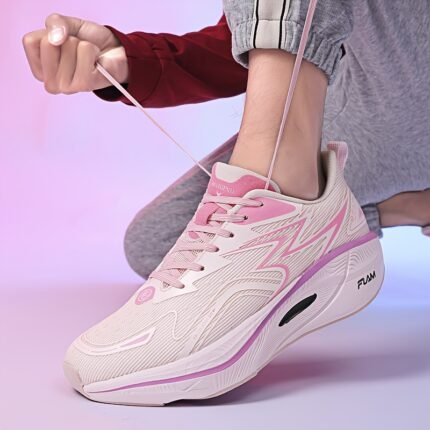 Unisex Fashion Sneakers, Breathable Lightweight Running Shoes, Solid Color Low Top Lace-Up, Shock Absorbing MD Sole, Fabric Upper/Inner, EVA Insole, Casual Athletic Jump Rope Shoes