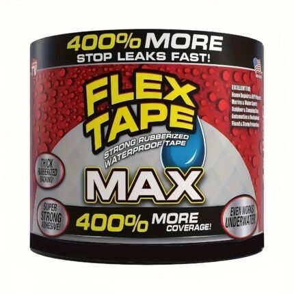 Flex Tape MAX - 400% Higher Strength Waterproof Flexible Adhesive Tape, Super Rubberized, Suitable for Indoor/Outdoor Use, Perfect for Home, RVs, Roofs, Pipes, Pools - Black/White, Interior Repair Tape | Rubberized Tape | PVC Material
