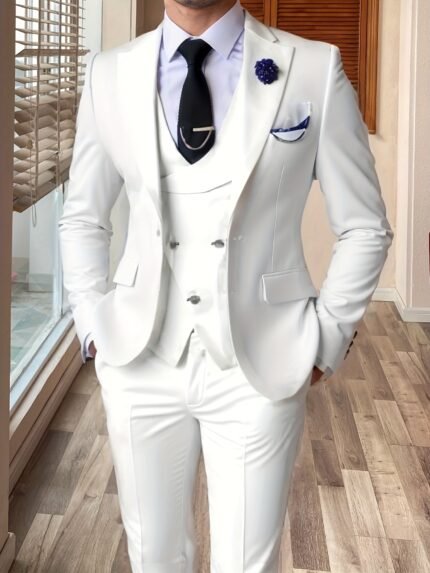 Men'S Three-Piece Suit with Western Groom Bridesmaid Wedding Tuxedo Formal Gala Fashion Event Formal Attire