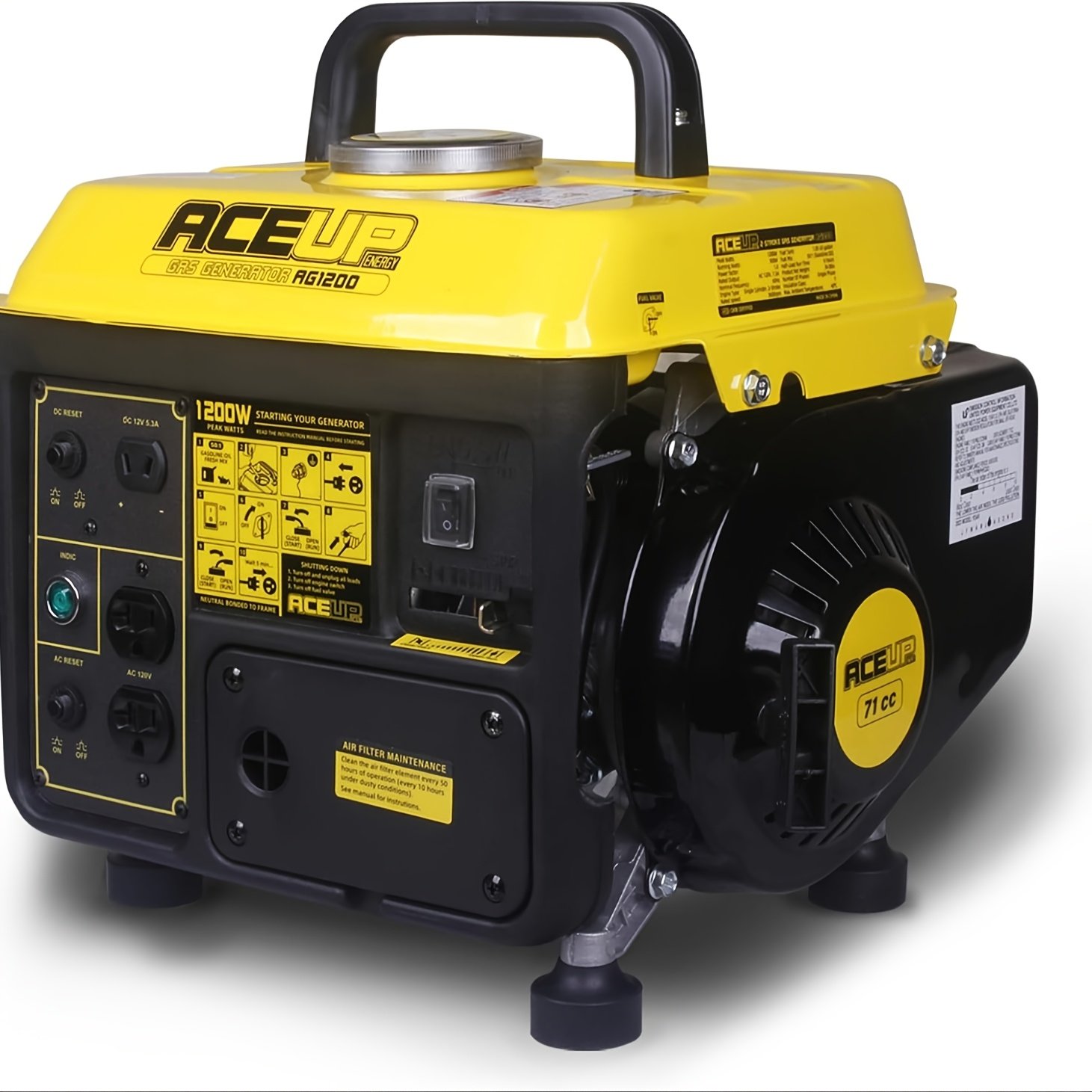 e373d6cf-350f-4d4c-9158-ddd863d31fff.jpg Aceup Energy 1200W Gas-Powered Generator, Portable Generator Camping Ultralight, EPA & CARB Compliant - Image 1