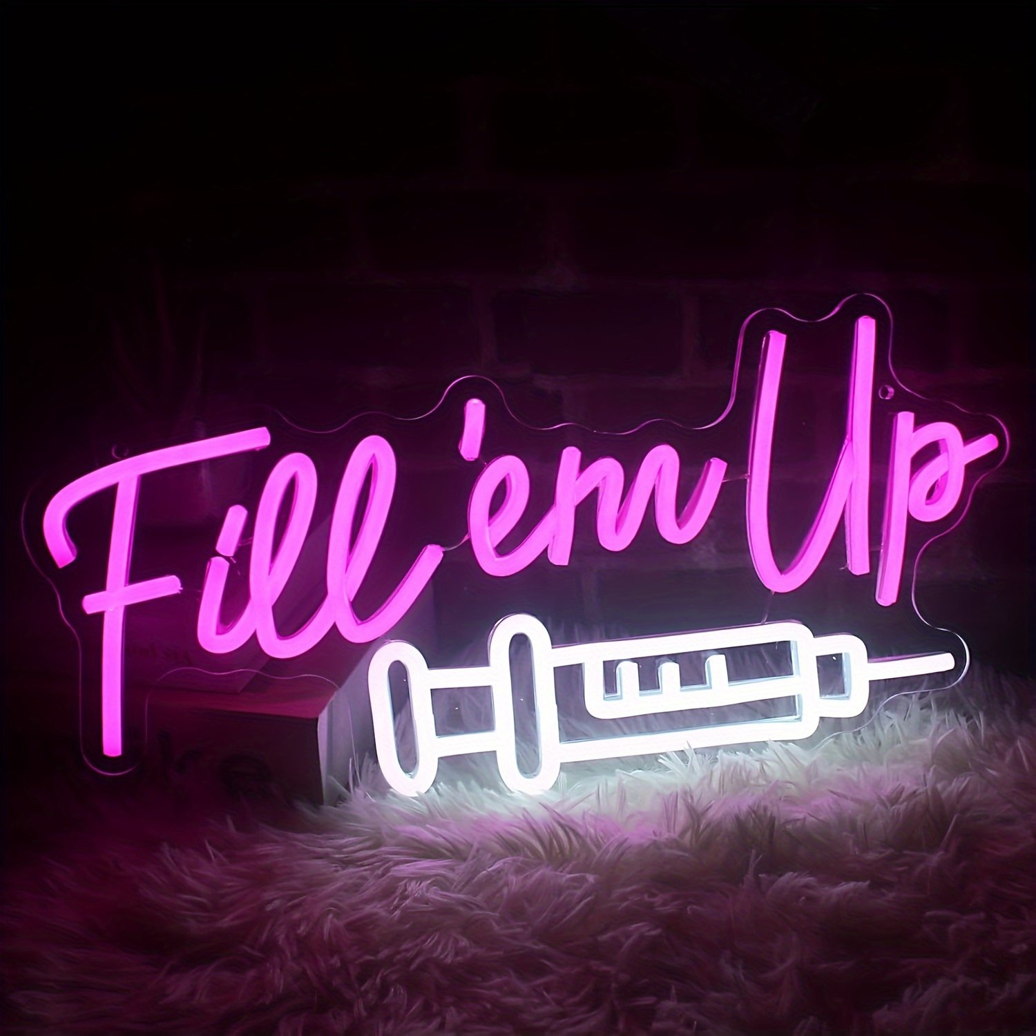 e47910d9-648c-4289-acc2-aa2ab9960139.jpg Fill'em Up Neon Sign, Wall Decor for Spa Studio Artwork, Beauty Salons & Gifts to Aesthetic Enthusiasts – Perfect for Studios, Clubs, and Home Décor - Image 1