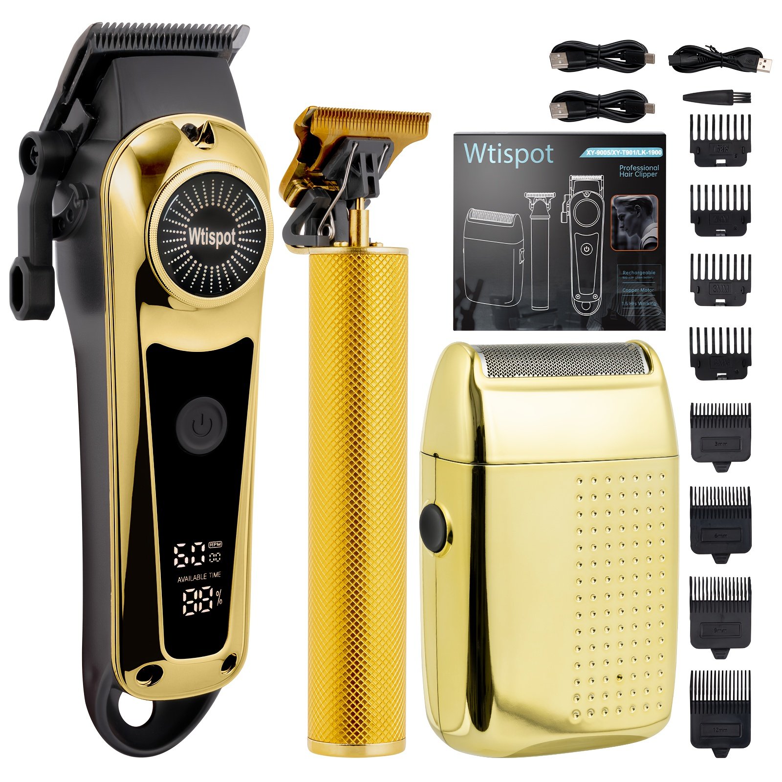 e4e9eea6-4f1a-4014-881a-e84f55835d56.jpg 3-in-1 Set/2-in-1 Set/1pc Men's Hair Clipper Set And Beard Trimmer Set Men's Hair Clippers USB Charging Hair Clipper - LCD Power Display Suitable for Travel And Home Use, Comes with 4 Comb Attachments Men's Gift Birthday Gift Christmas Gift - Image 1