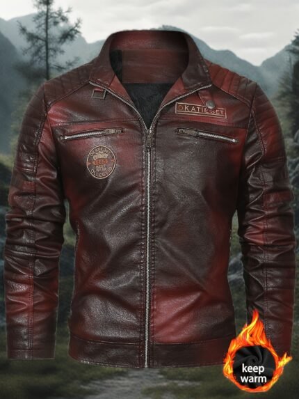 Men'S Casual Bomber Jacket - Brown, Stand Collar, Zipper Closure, Long Sleeve, Polyester Lining, Casual Wear, Casual Jacket | Stand Collar Jacket | Zippered Jacket