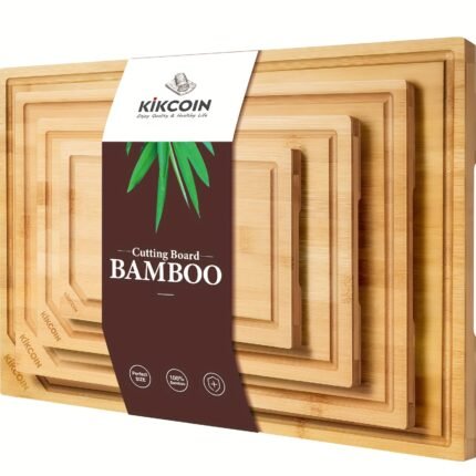 4pcs Extra Large Kitchen Bamboo Cutting Board Set, Heavy Duty Cutting Board with Juice Grooves, Bamboo Cutting Board Set for Meat, Vegetables, Fruits.Gift for Mother's Day. Father's Day.father Gift.Family And Friends. Essential Kitchen Tools.