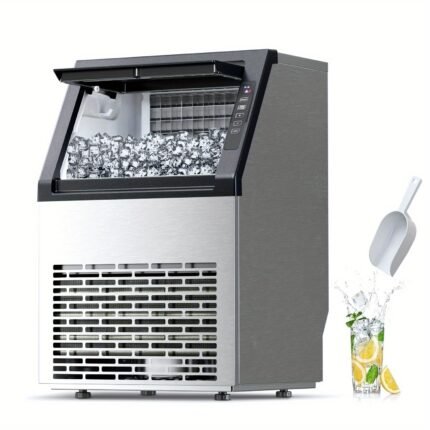 Commercial Ice Maker 80 lbs/ 24 Hours, Compact Freestanding Countertop Ice Maker with Storage Capacity 13 lbs, Stainless Steel Self Cleaning Ice Maker for Restaurants, Parties, Homes, Bars