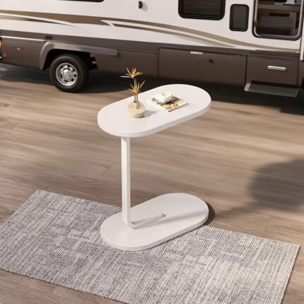 Elegant Small Table with C-stand, Space Saving, Easy to Move, RV Accessories, Camping Table, Outdoor Picnic Table, Party Table, Suitable for Camping, Weddings, Kitchens, Beaches