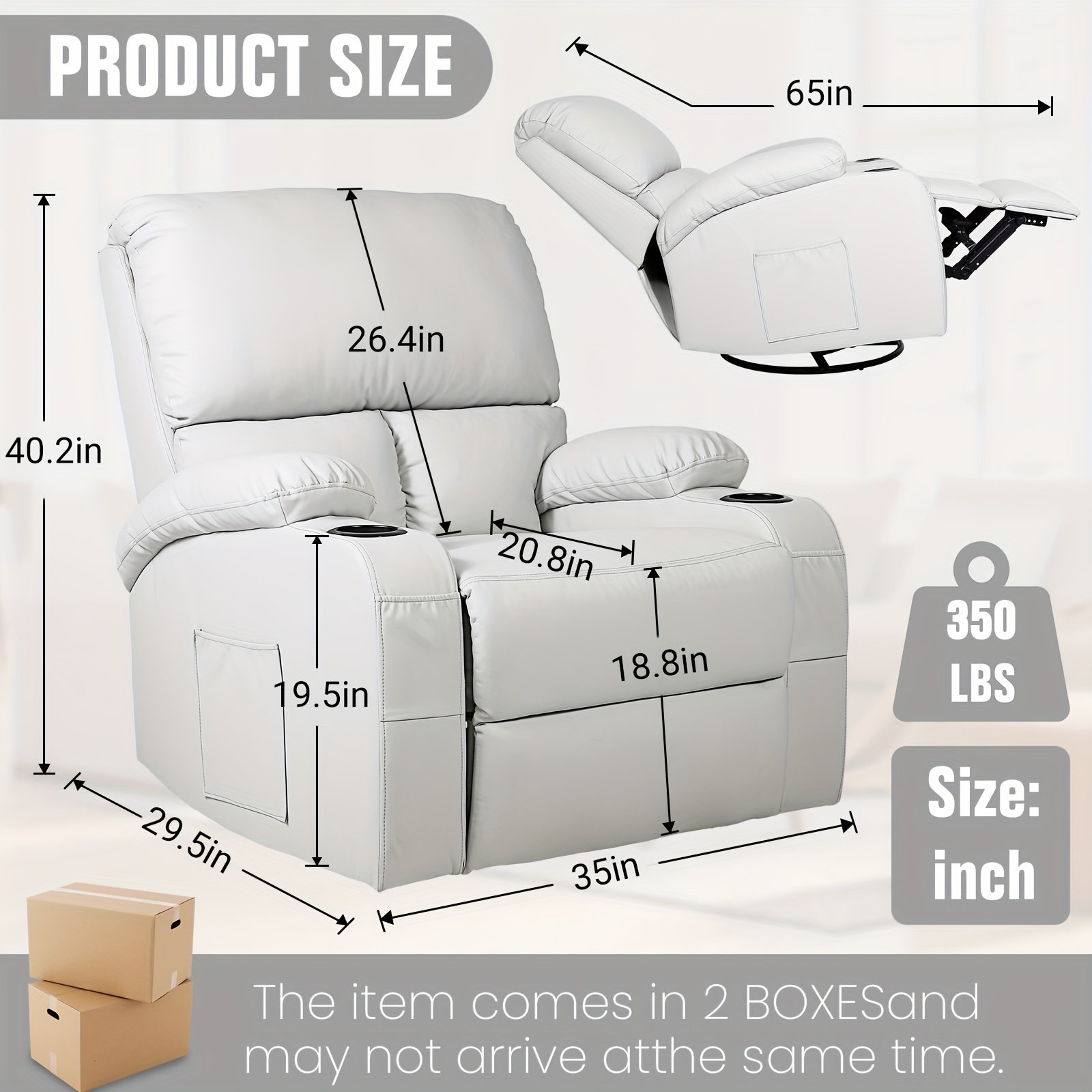 e6a1826d-e9e3-4d02-85b9-334469a95f7e.jpg LEVELEVE Massage Rocking Recliner Chair with Remote Control, Electric Power Rocker Recliner with Heating & Massage, 360° Swivel, Heavy-Duty Base - Easy Assembly, for Living Room, Bedroom, RV - Gray Modern Recliner Sofa, Bedroom Seating, Sleek Design, Premium Comfort, Elderly Comfort - Image 1