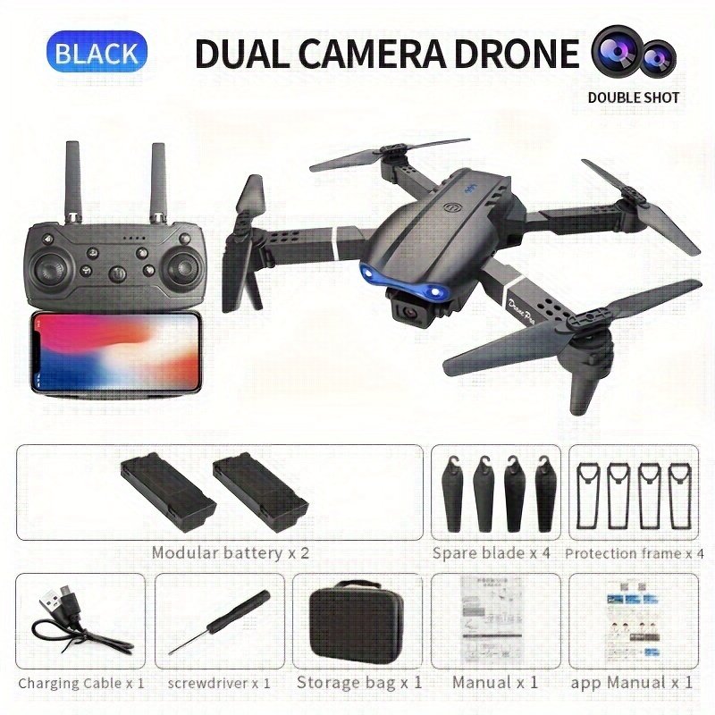 e760ad1c-207b-4ae0-b721-861de4419760.jpg NEW Drone MAX Upgrade Edition with 2 Batteries - Screen Control, Dual Camera, Obstacle Avoidance, Brushless Motor, Foldable Arms, Ideal for Night Flying, Remote Control with Screen, USB Charging, 480P Video Capture Resolution, 1968.5inch Maximum Flight Altitude, 3m/s Maximum Horizontal Flight Speed, 96g Maximum Takeoff Weight, Wi-Fi Function, Beginner Operator Skill Level, HD Screen No Need for Phone, One Click Takeoff Wi-Fi Application Control, Perfect Gift for Outdoor Camping And Outing - Image 1