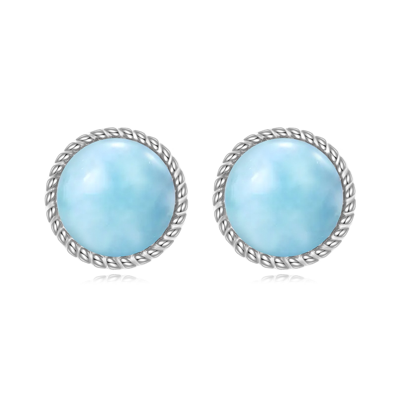 e7716eb768e840ef98e60a631fac52f5.jpeg Sterling Silvery Larimar Stud Earrings - Larimar Jewelry Gifts for Women - Image 1