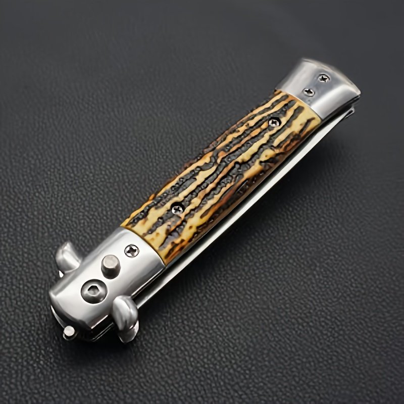 e81c9b92-f98f-4070-8ca1-ddd2a24c9526.jpg 1pc Spring Folding Comb, Men'S Automatic Spring Folding Pocket Comb, Plastic Bristles for Normal Hair, Butterfly Shaped Resin Handle, Foldable Comb with Button Clasp for Beard And Hair Styling - Image 1