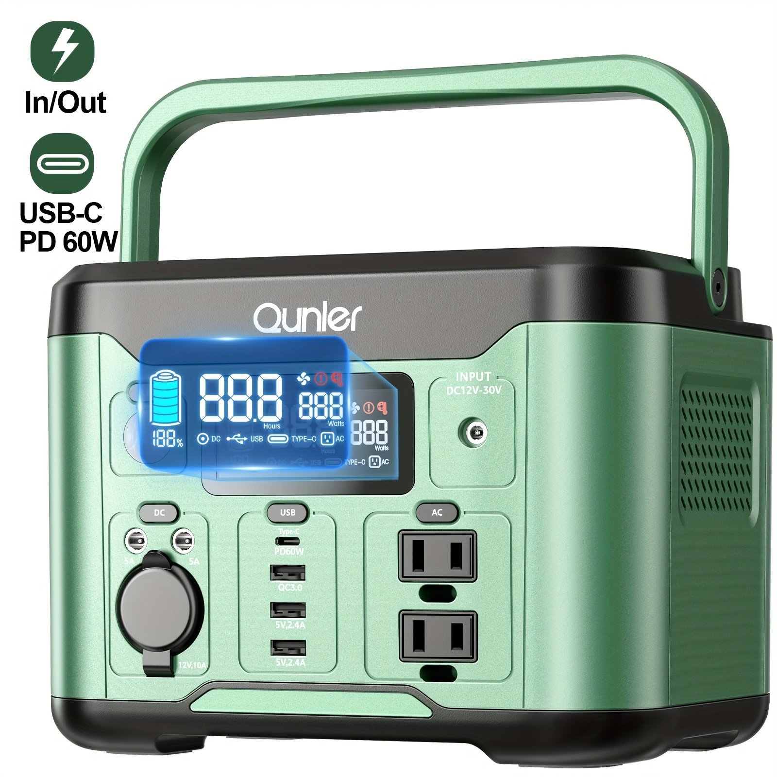 e8885171-4ef0-4487-a4eb-2d3f3b1df7fb.jpg IFanze 300W Portable Power Station 296Wh 80000mAh Solar Generator with 60W PD Fast Charging, 9-Port Outlets, Digital Display & Lithium Battery for Home Backup, RV Camping, Emergency Power - Compatible with 60W/80W/100W Solar Panels (Solar Panel Not Included) - Black, Compact Design, Durable Construction, Outdoor Enthusiasts - Image 1
