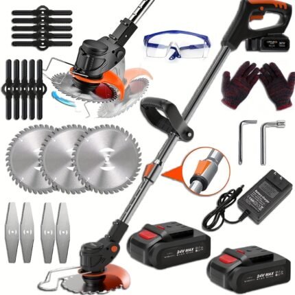 Home Small Portable Electric Lawn Mower With 2 Lithium Batteries 3 Kinds Of Blades Weed Wacker Lithium Battery Cordless Handheld Lawn Mower Yard Multifunctional Weed Wwer