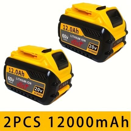 12AH Rechargeable Lithium-Ion Battery for Dewalt 20V/60V MAX DCB547-XJ & Flexvolt Tools - High-Capacity Rechargeable Battery, Durable Plastic Construction, High-Performance Power Supply, Easy Installation, Tool Accessory, Robust Design, Durable Plastic Body