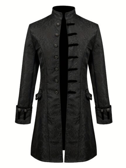 [Steampunk Men's Coat] Steampunk Retro Men's Coat | European and American Style, Pure Color, Stand-up Collar Jacket Performance Suit for Halloween