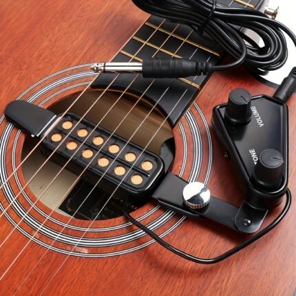 1pc P-011 12-Hole Acoustic Guitar Pickup - Magnetic Sensor with Volume Control & Audio Cable, Passive Soundhole Pickup for Live Performances, Studio Recordings, Guitar Accessories (Mixed Color), Acoustic Guitar Accessories, Live Performance Gear, Durable Pickup Design, Highquality Electronics