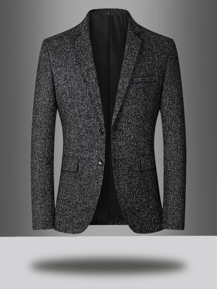 Men'S Slim Fit Classic Single-Breasted Blazer - Vintage Style Notch Lapel Jacket with Padded Shoulders, Solid Color, All-Season Versatile for Business, Golf, Hiking & Casual Wear - Tailored for Men & Teens