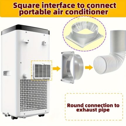 2-in-1 Portable Air Conditioner Hose Extension Kit | 5.9-inch Air Outlet Square to Round Adapter and Upgraded Air Vent Hose Connector - No Electricity Required