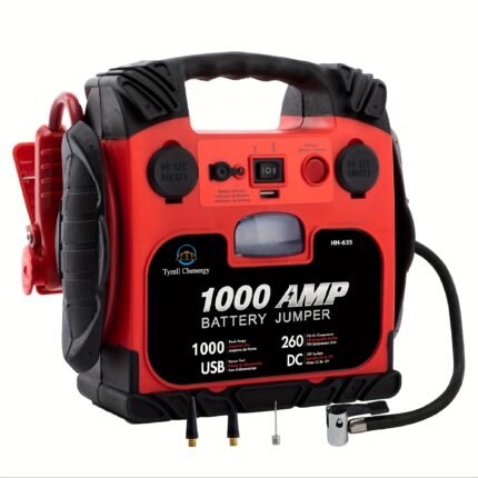Heavy-Duty 1000A Peak, 12000mAh Fast-Charging Jump Starter with USB/DC Output, Portable Car Battery Booster with LED Light, for Cars, Trucks, SUVs, Boats, RVs - Compatible with Lead Acid/Battery/USB Power - Ideal for Emergency, Off-Grid, Professionals & Home Use, Offgrid Power Source, Rugged Design, Efficient Charging, Power Bank, Professional Mechanics