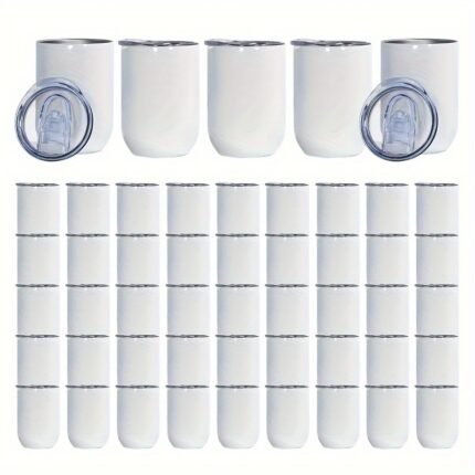50 Pack 12oz Sublimation White Straight Wine Tumbler