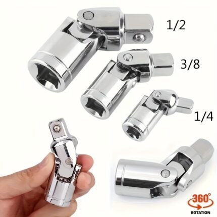 3pcs Universal Joint Adapter Set with 360° Swivel Ball Joints, Including 1/2-Inch, 3/8-Inch, and 1/4-Inch Conversion Accessories