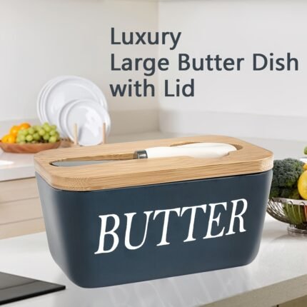Luxury Large Butter Dish with Lid - Ceramic Countertop Keeper with Knife, High-Quality Silicone Sealing, and Easy-Clean Design - Perfect Kitchen Gift for Butter Lovers, Butter Dish for Kitchen Counter, Kitchen Storage Solution, Modern Kitchenware, Durable Kitchen Item