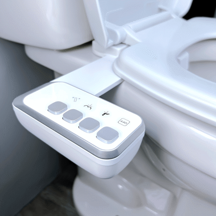 HiCheon Bidet for Toilet Seat Bidet Attachment Rear Wash and Nozzle Cleaning Water Pressure Control Shattaf Non-electric Mechanical Sprayer Pressing Button Easy to use and install with Brass T-adapter and Metal hose