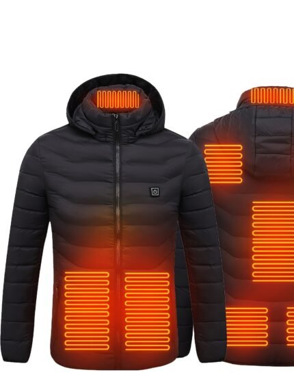 Unisex Smart 8 Zone Heating Stand-up Collar Hood Lightweight Thermal Jacket (Without Mobile Power And Battery Pack)