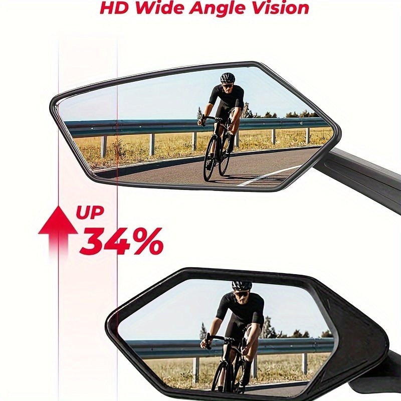 ef949a9105474335b174878e8e08eb8f-goods.jpeg 2 Pack HD Wide Angle Bike Rearview Mirrors 360° Adjustable, Easy Installation, Clear Reflective, Fit for Mountain Bikes & Regular Bikes, Black, Cycling Gear, Sleek Mirror Design, Durable Reflective Lenses - Image 1