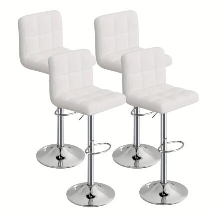 Bar Stools Set Of 2/4! Adjustable PU Leather Swivel Bar Stools, Reception Chair Modern Counter Stools With Back And Footrest, Counter Height Bar Stools Suitable For Office Bar Kitchen Dining Room