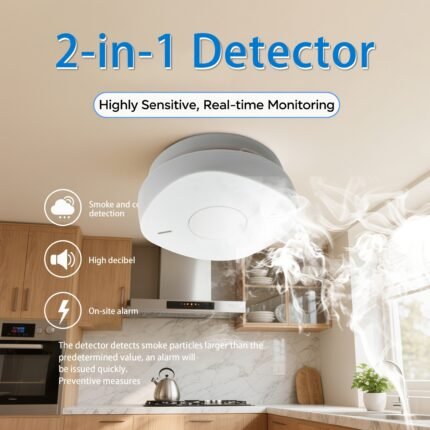 BIMBYS Combination Smoke And Carbon Monoxide Detector with Digital Display Screen, Easy to Install, Battery Powered, Carbon Monoxide And Smoke Detector - Suitable for Home Apartments, Hotels, Offices