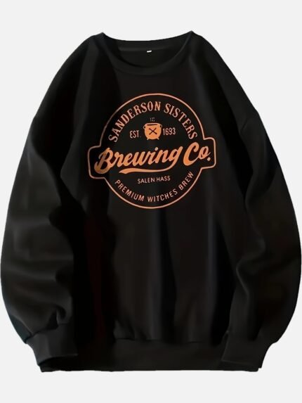 Sanderson Sisters Brewing Co. Graphic Sweatshirt - Casual Crew Neck Knit Polyester Pullover for Fall/Winter
