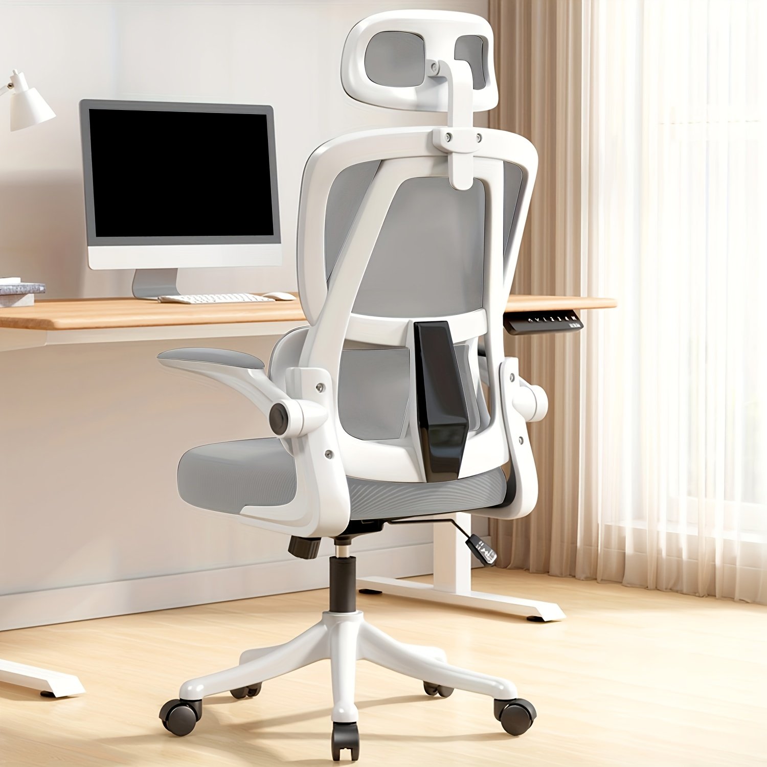 f17d8846-d4be-4bd3-a178-cf3f3eed4a4c.jpg Ergonomic High-Back Office Chair with Wheels - Comfortable Mesh Desk Chair, 330 LBS Capacity, Ideal for Gaming and Work, White - Image 1